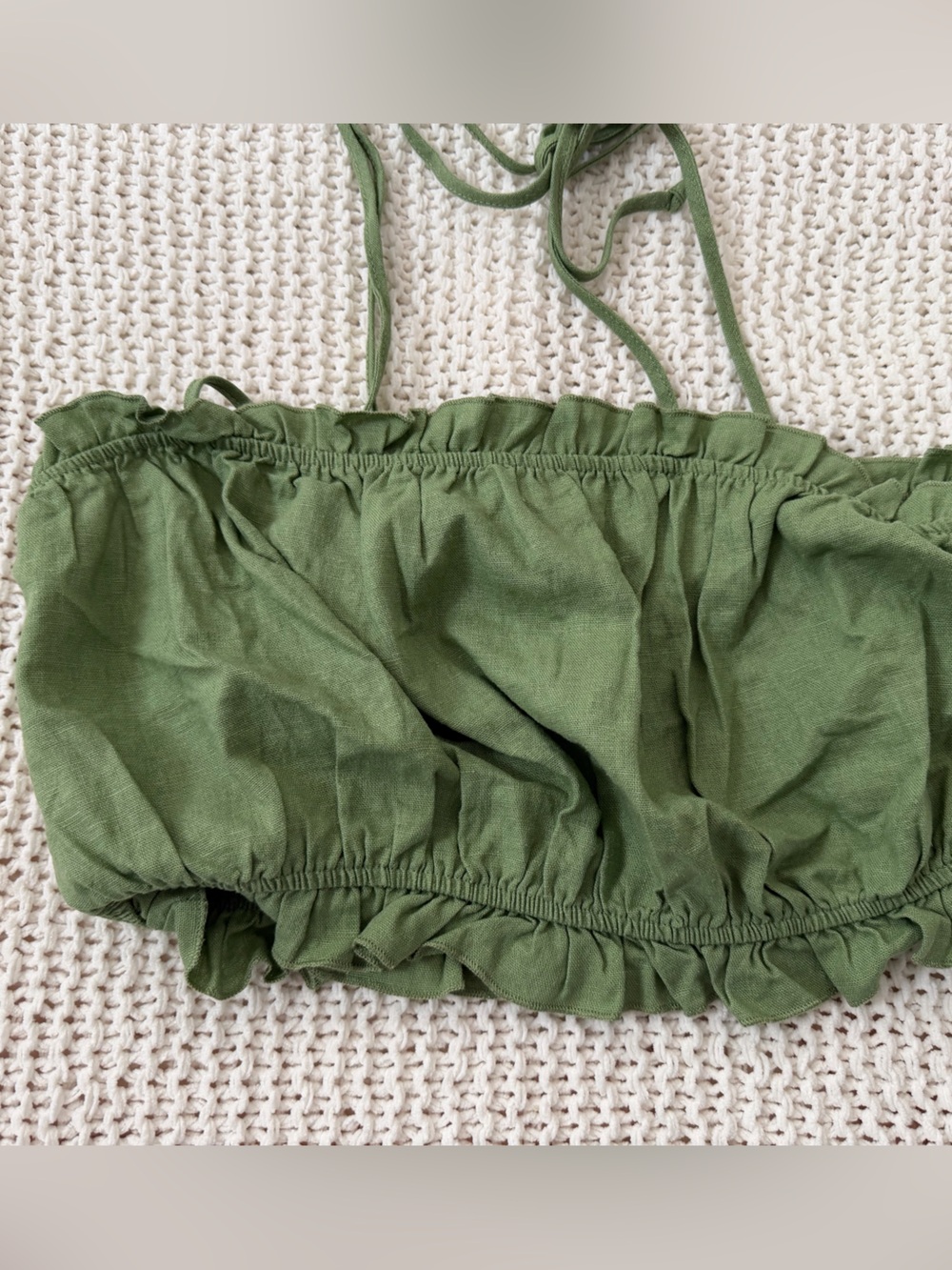 La Hearts Olive Green Ruffle Crop Top - like new condition